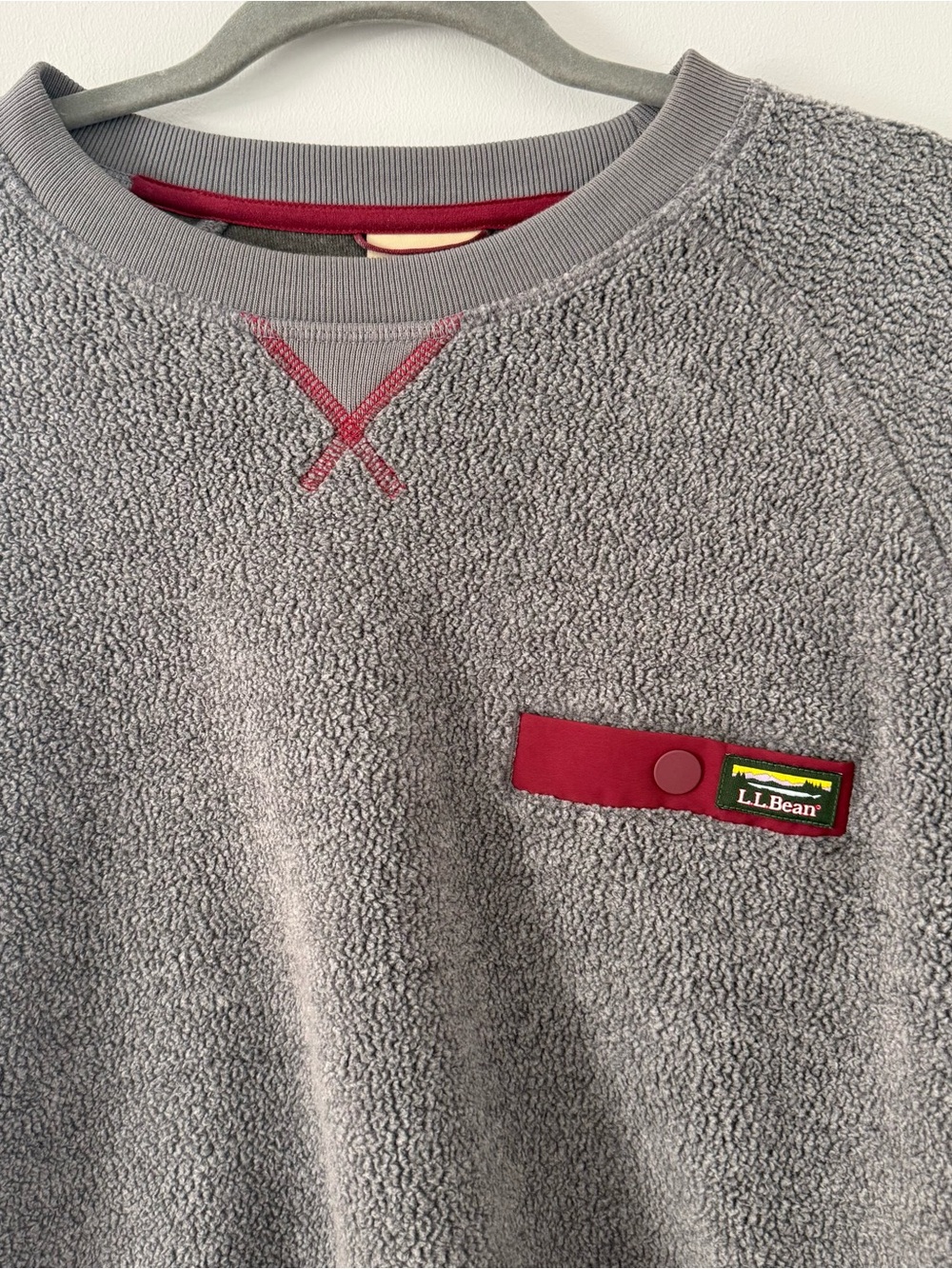 L.L. Bean Gray Crewneck Sweater with Maroon Accents - Picture 2 of 4